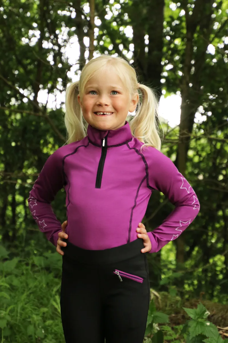 Hy Equestrian Stella Children's Base Layer - Purple/Lilac/Black